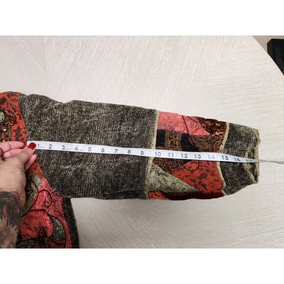 Drapers and Damons Jacket Patchwork Boho 3/4 Sleeves Size P/M Band Collar - Picture 8 of 10